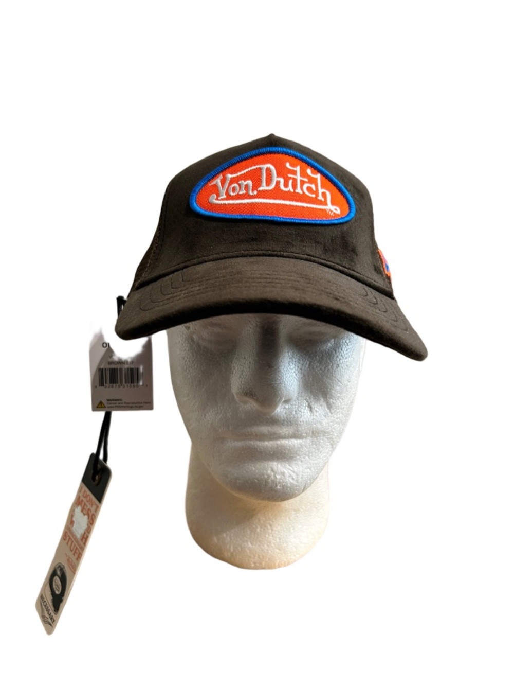 Von Dutch Hollywood brown Cap with Orange & Blue Patch